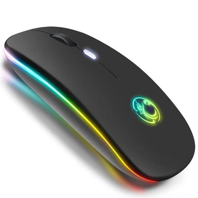 Souris d’ordinateur rechargeable sans fil avec Bluetooth/2,4 GHz et rétroéclairage RVB